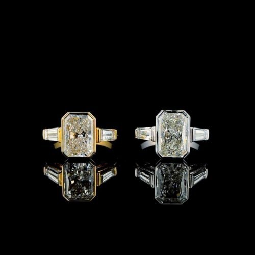Solitaire bezzel radiant ring with tapper