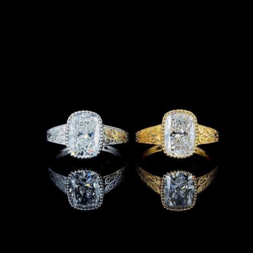 Taylor swift inspired cushion diamond rings