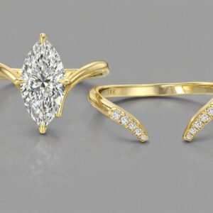 Mq solitaire ring with band