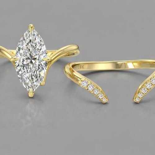 Mq solitaire ring with band