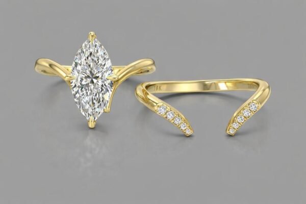 Mq solitaire ring with band