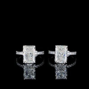 Solitaire radiant hidden halo ring