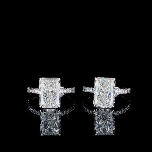 Solitaire radiant hidden halo ring