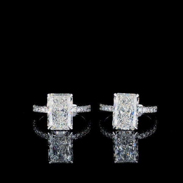 Solitaire radiant hidden halo ring